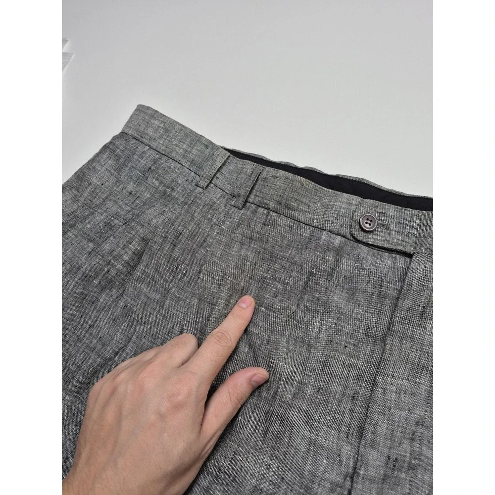 Dreams Dress Pants Mens 51x36 Gray Linen Pleated Relaxed Big Tall Casual NWT